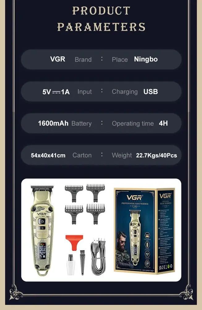 Уникална Професионална Машинка Тример за подстригване VGR-901 машина