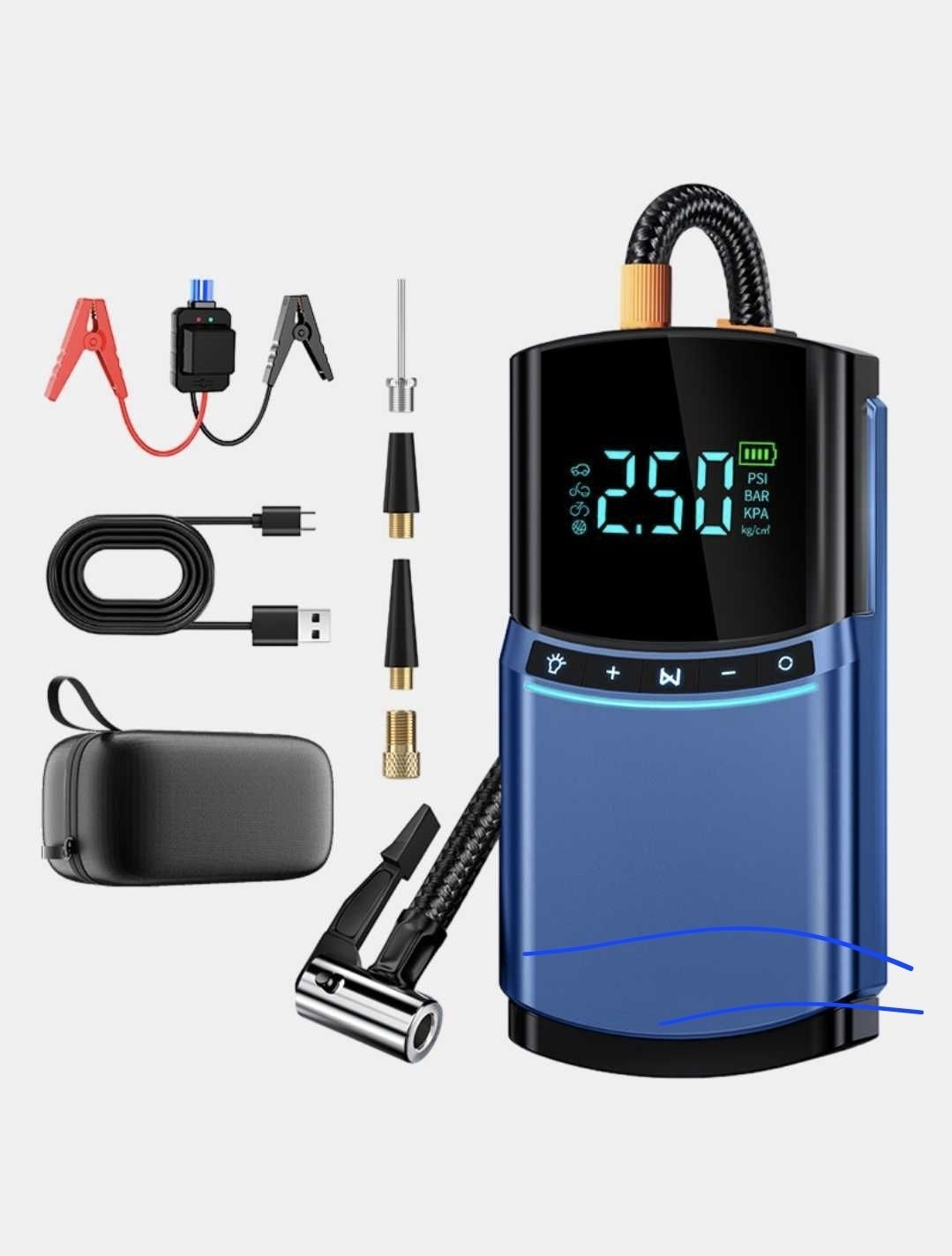 Автомобильный компрессор BUVAYE насос, Powerbank, Стартер аккумулятор