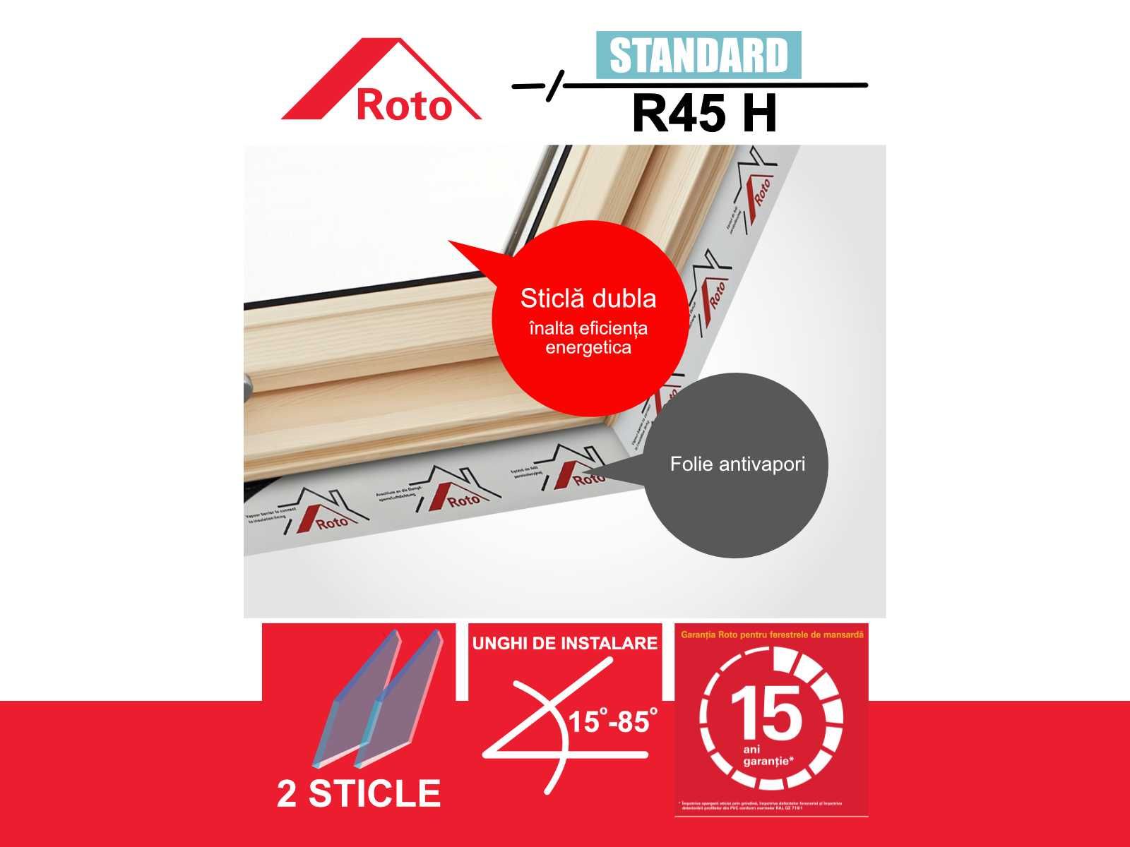 Fereastra mansarda + rama Roto R45 H transport gratuit