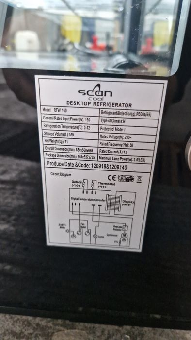 Vitrina frigorifica de banc