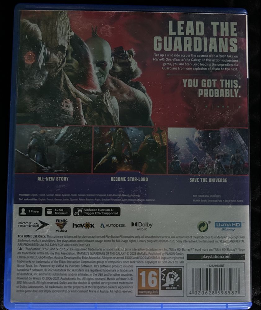 Guardians of the galaxy PS5