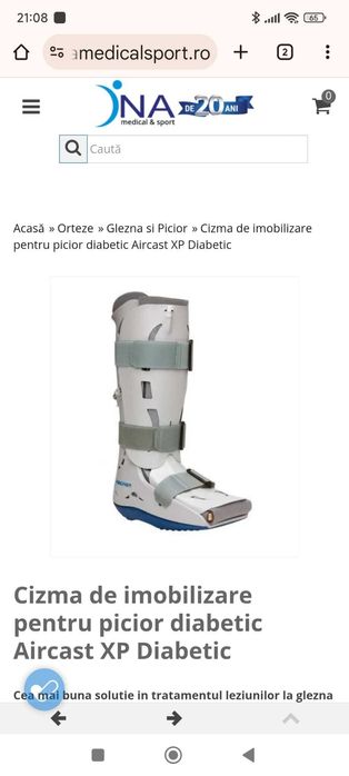 Cizmă imobilizare picior diabetic Aircast XP, doar probată, mărimea M