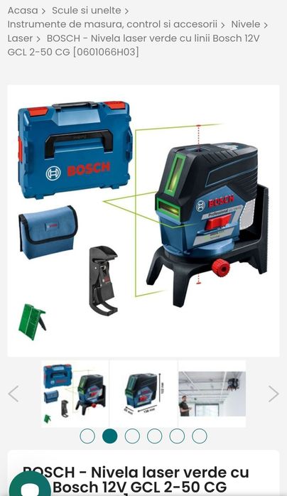 Vand laser verde Bosch GCL 2-50 CG, nou, garantie, sigilat