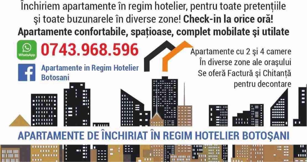 Regim Hotelier/Cazare in apartamente/Echipe/familii/firme
