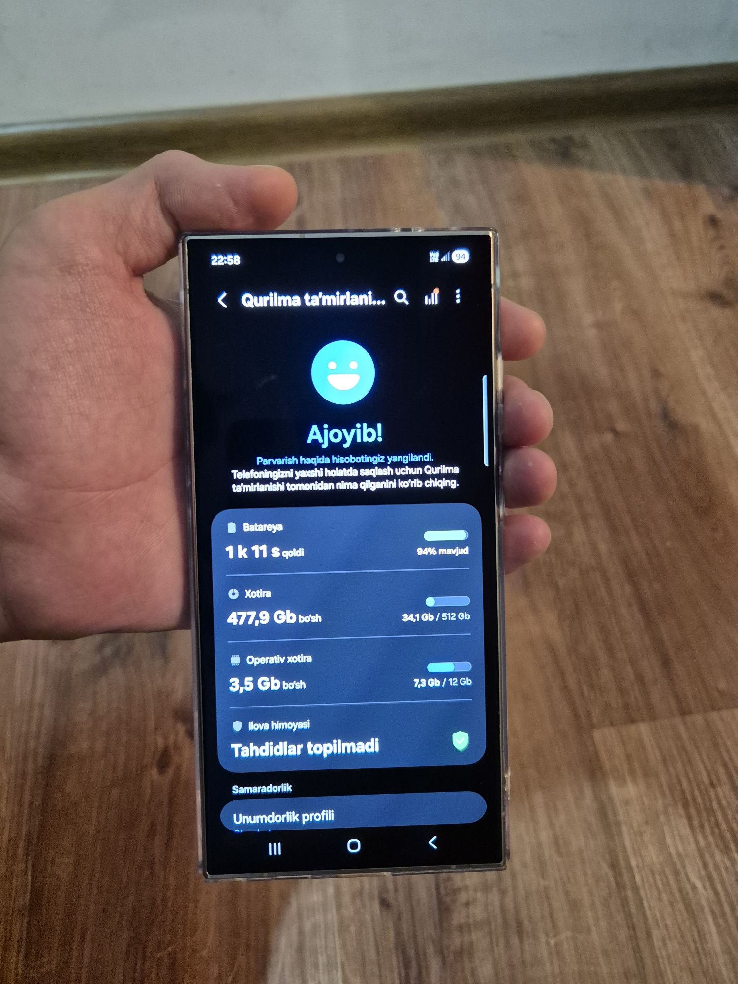S24 Ultra. Sim+Esim. 512 tali