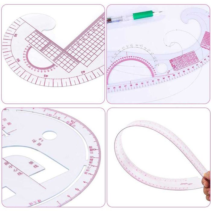 Пластмасови шивашки кривки, линия, метър, шаблон за моделиране, кривка
