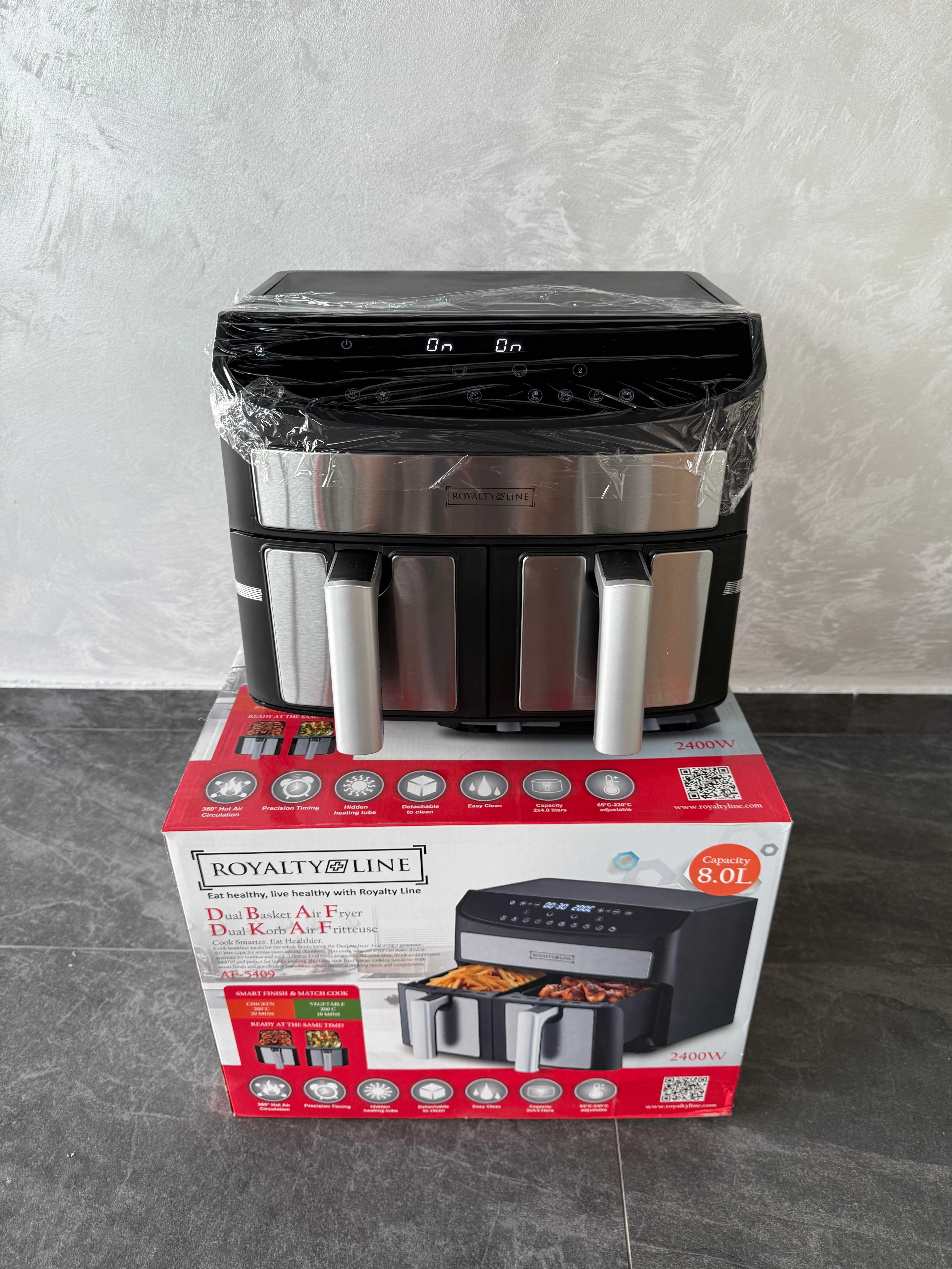 Въздушен фритюрник Royalty Line с 2 камери – 8 л капацитет, 2400W