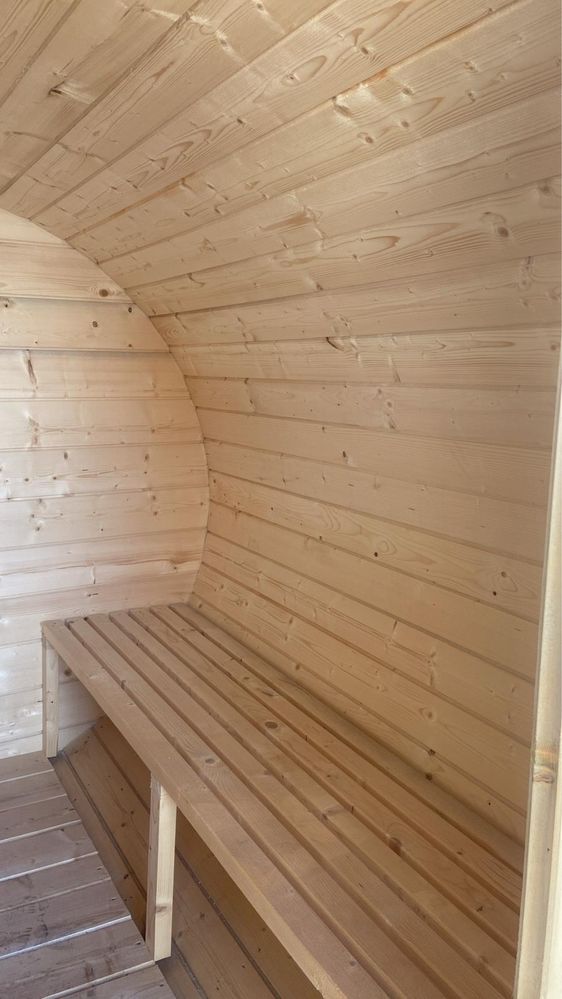 Cabina sauna exterioara tip butoi lungime 3m