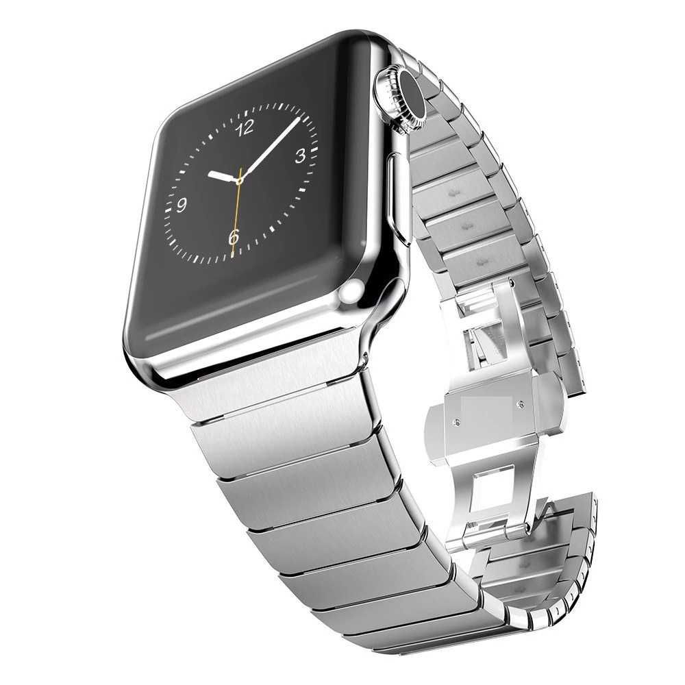 Curea metalica Apple Watch seria 7/6/5/4/3/2/1 42 44 45mm argintiu