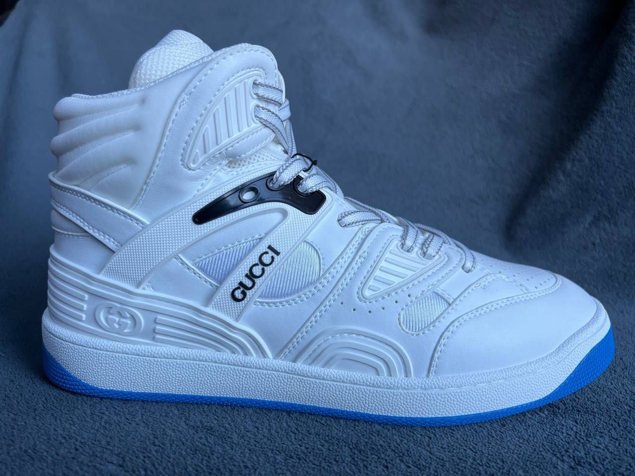 New GUCCI MEN  Basket  White Leather HIGH TOP Logo   43