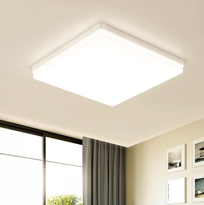 Plafonieră moderna pătrată LED Ø30cm, 48W, Alb Cald