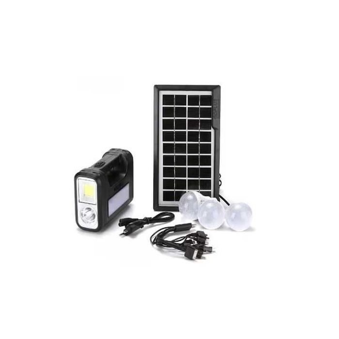 Kit sistem iluminare LED GDLite GD8017 cu 3 becuri si panou solar