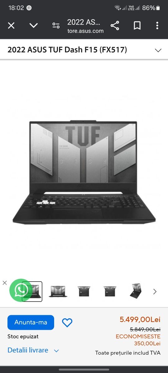 Laptop Gaming Asus TUF Dash F15 FX517