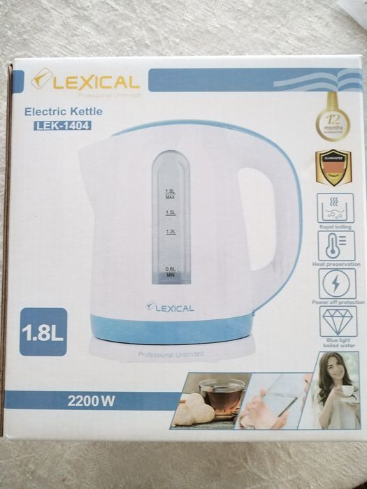 Електрическа кана Lexical LEK-1404, 1,8L, 2200W, Бял/син