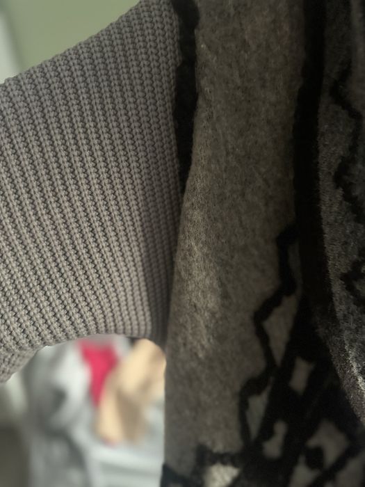 Cardigan din lana cu maneci tricotate bumbac