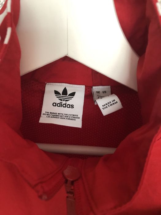 Trenig adidas nou culoare rosu pantalon cu talie inalta