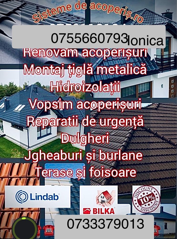 Montaj acoperise-hidroizolatii-reparatii acoperise-vopsit acoperise