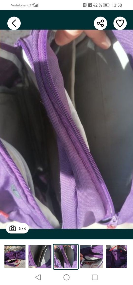 Ghiozdan ergonomic de școală, unisex, cu 3 compartimente. 
Purtat 1 an