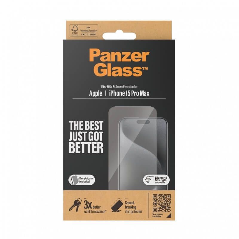 Стъклен протектор PanzerGlass UWV Antibacterialза iPhone 15 Pro/Max