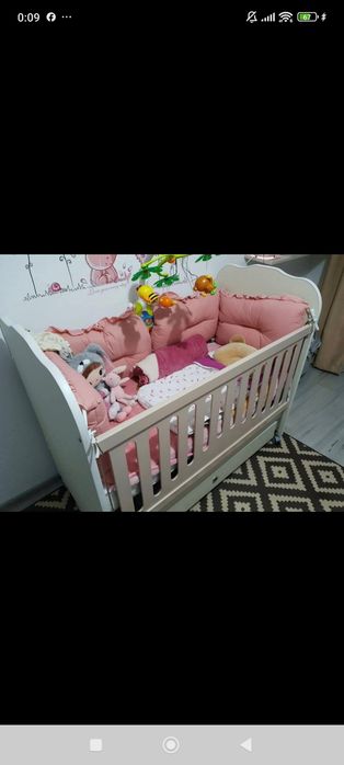 Patut cu saltea de cocos 60/120 si laterala culisanta