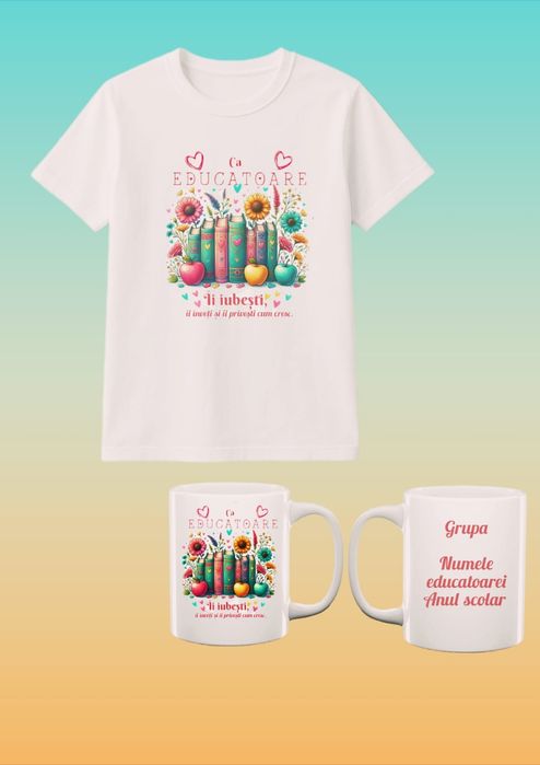 Set cadou: tricou, cană și breloc personalizate la 100 lei