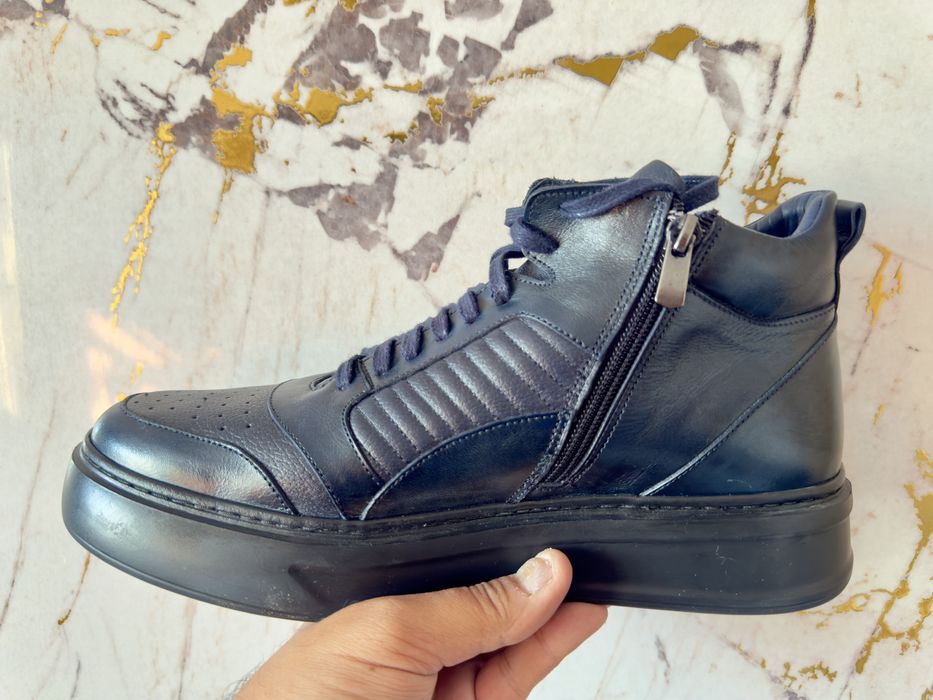 Кожаные ботинки из натурального меха