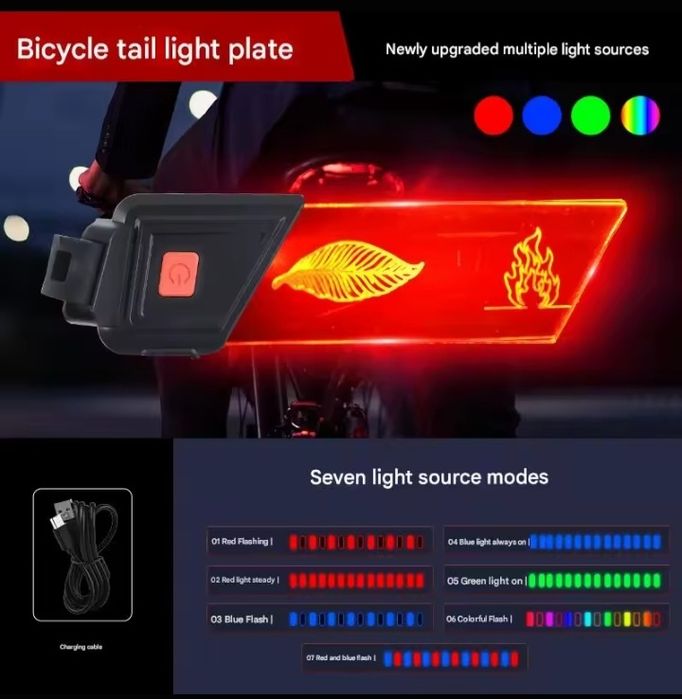 Stop bicicleta lampa super luminos încărcare USB led