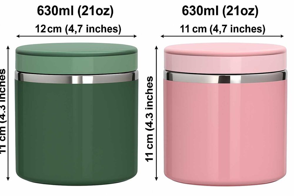 Caserola Termos pentru Mancare 630ml – Inox Premium Roz/Verde