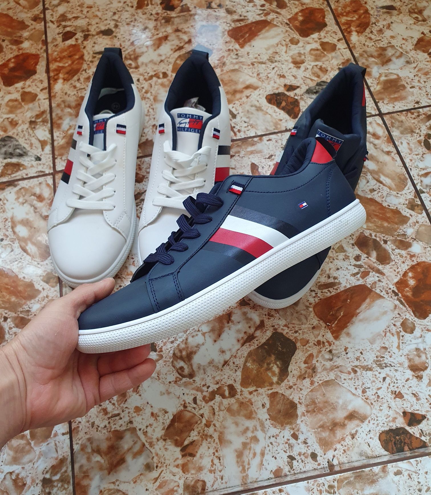 Incaltaminte tommy hilfiger alb / albastru