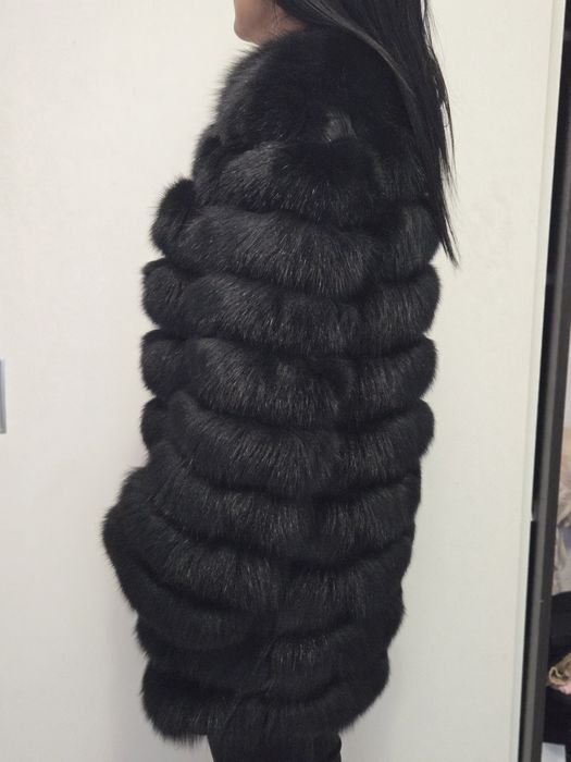 Кожено палто естествен косъм лисица