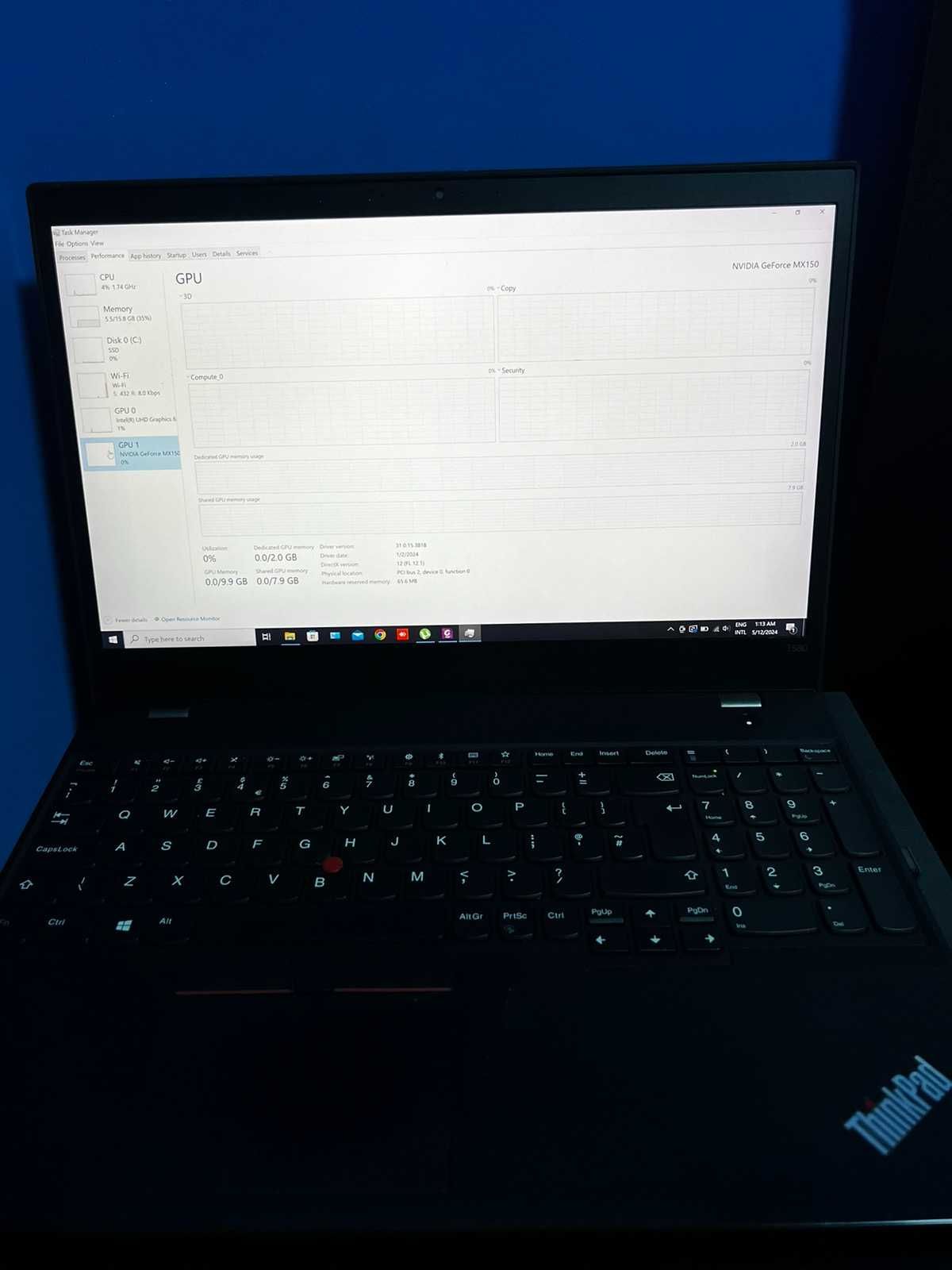 Lenovo ThinkPad T580 15.6" i7-8550U/512 SSD/16 RAM/NVIDIA GeForceMX150