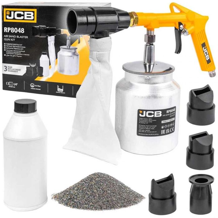 Пневматичен пясъкоструен пистолет - пясъкоструйка 1 литър с 4 дюзи JCB