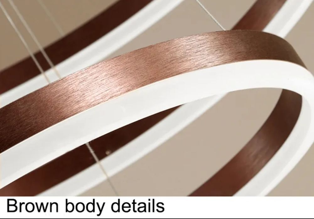 Кръгове, висящи светещи ЛЕД рингове златни, кафе, розово злато