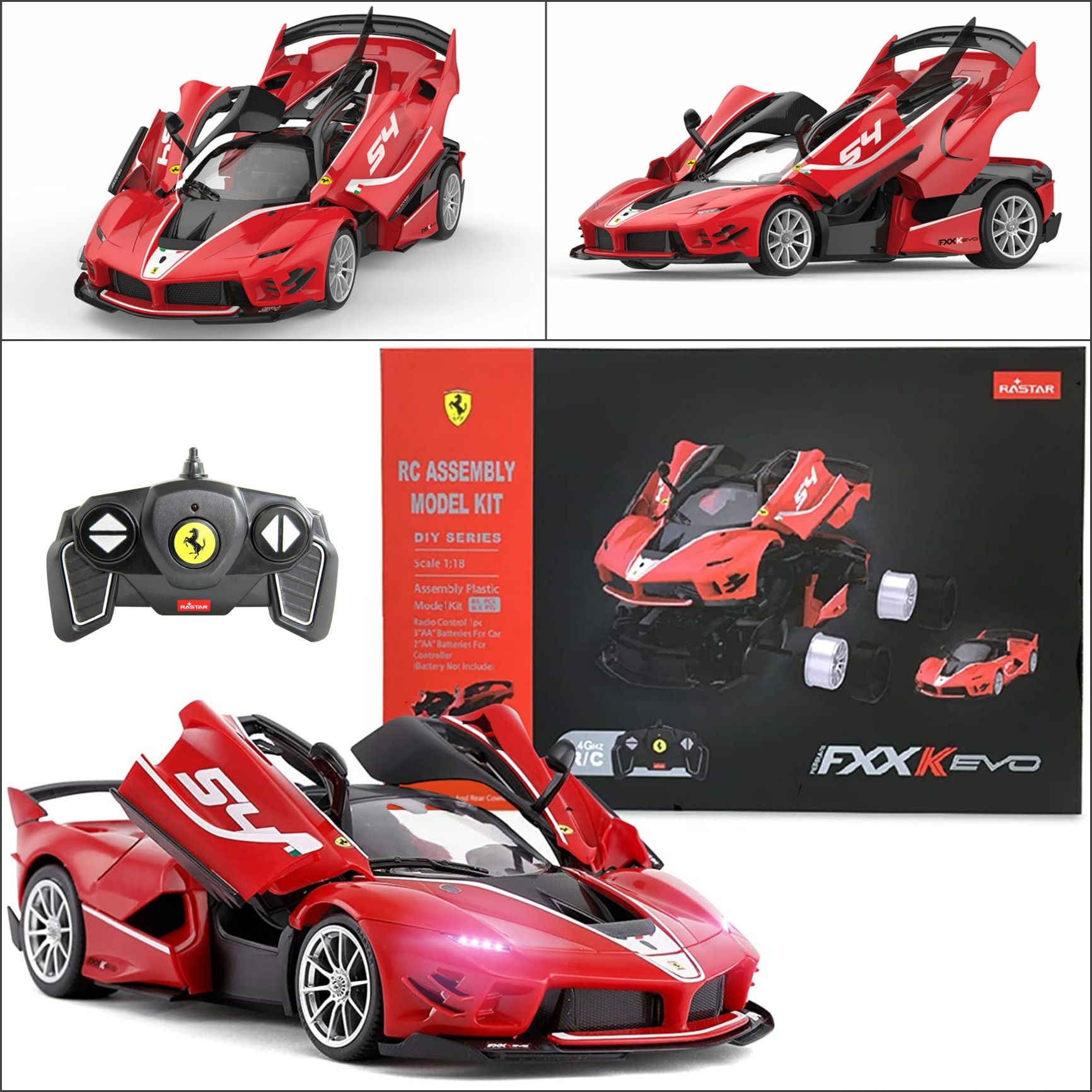 KIT DE CONSTRUCTIE - Masina cu telecomanda, Ferrari FXX Evo, 92 piese