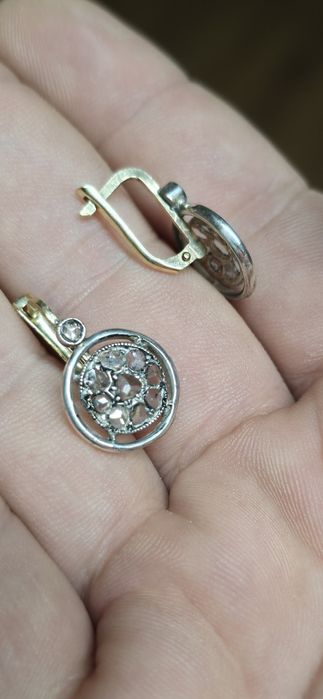 Cercei aur cu diamante