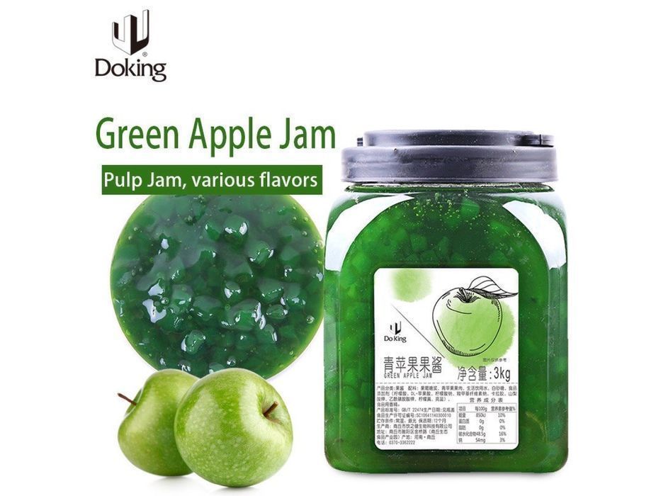 Doking Джем Зеленое яблоко с кусочками, Бабл ти, Джуз Боллы, тапиоки,