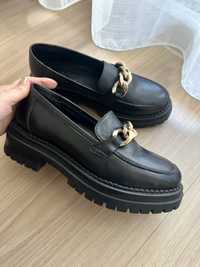 Mocasini negri piele naturală/leather loafers