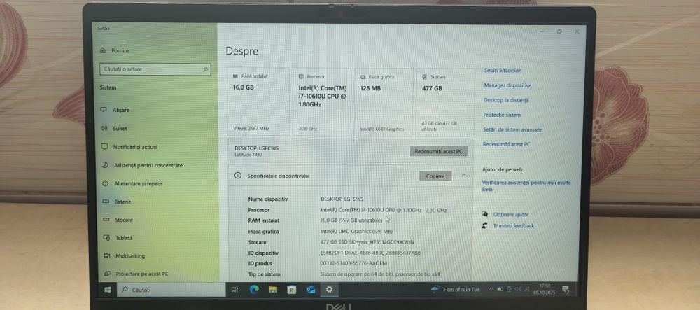 Laptop Dell Latitude 7410_i7 10610U--16GB LPDDR4--512GB SSD_14"FHD IPS