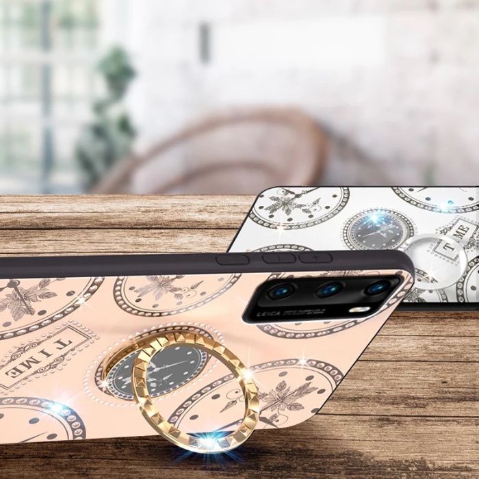 Husa cu pietricele și inel model TIME pentru Huawei P40 , P40 Pro
