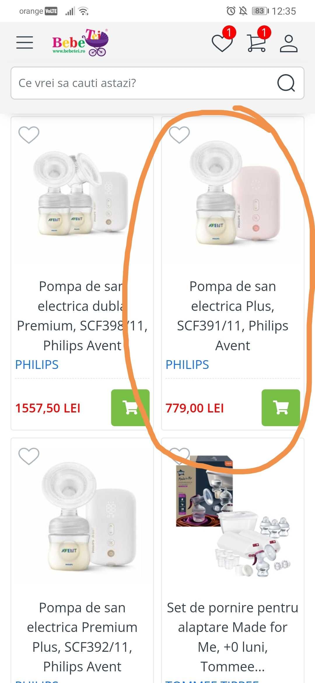 Pompa electrica de san Philips Avent si accesorii