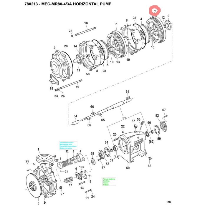 Difuzor / Diffuser MECM80-73 de pompa Caprari MEC MG80 si MR80