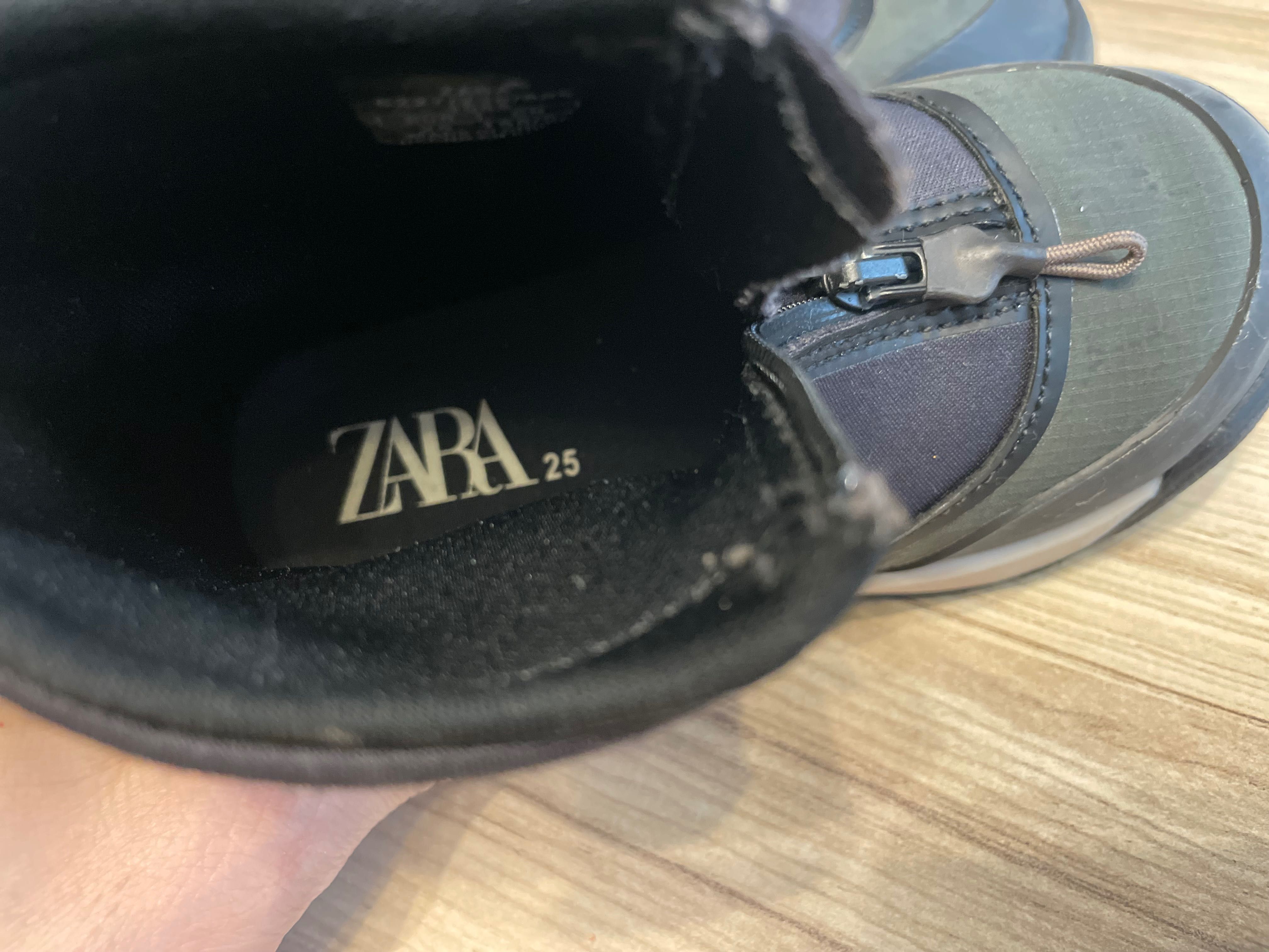 ZARA Зара боти с цип отпред, тъмни,  25 номер