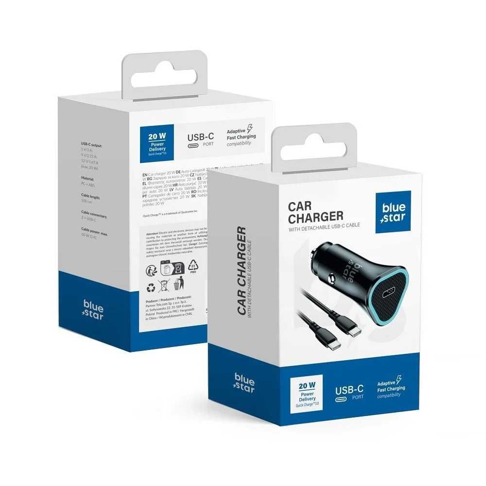 Зарядно за автомобил BLUE STAR Type C 3A-20W PD QuickCharge 3.0 AFC