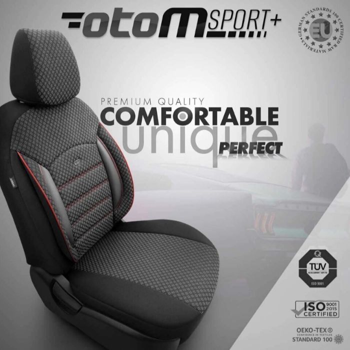 Луксозна тапицерия за кола OTOM PULSE черно с червен кант, OEKO- TEX