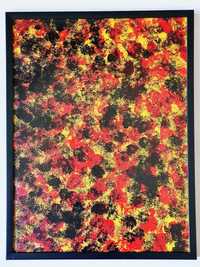 Tablou Pictat -- 30 x 40 cm -- În Ramă -- Roșu, Galben, Negru