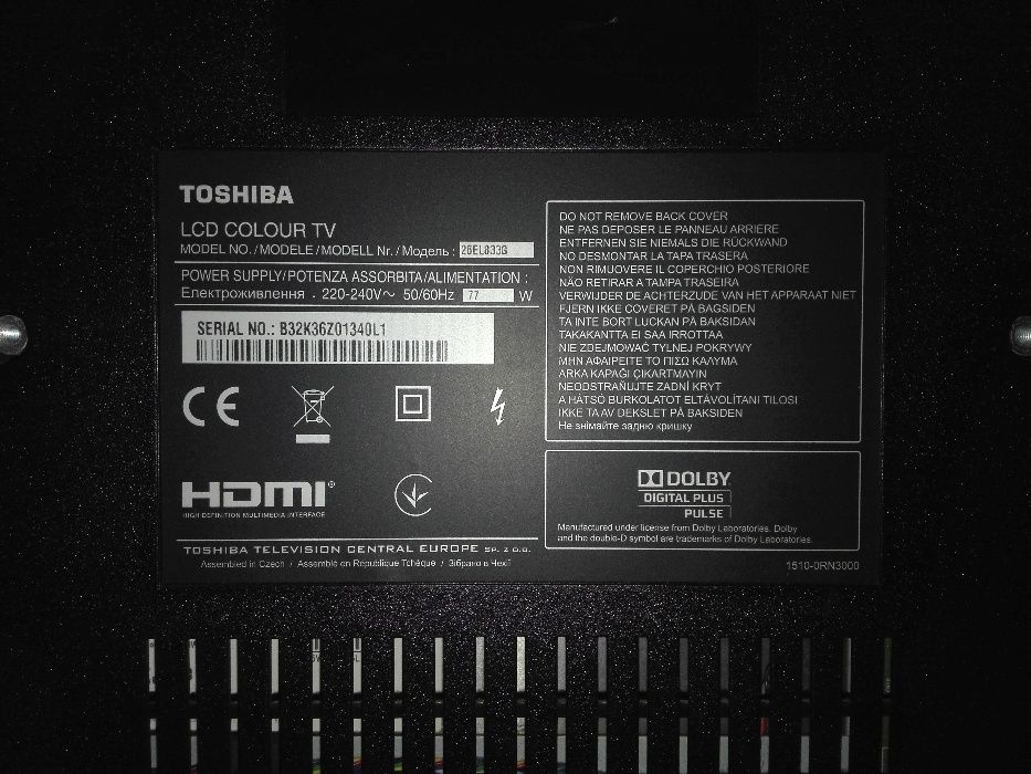 TV Toshiba 26'' 26EL833G Dezmembrare