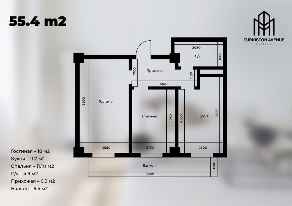 Navastroykadan 55.4m2 kvartiralar bosh tolov 30% bilan 36 oyga tolash