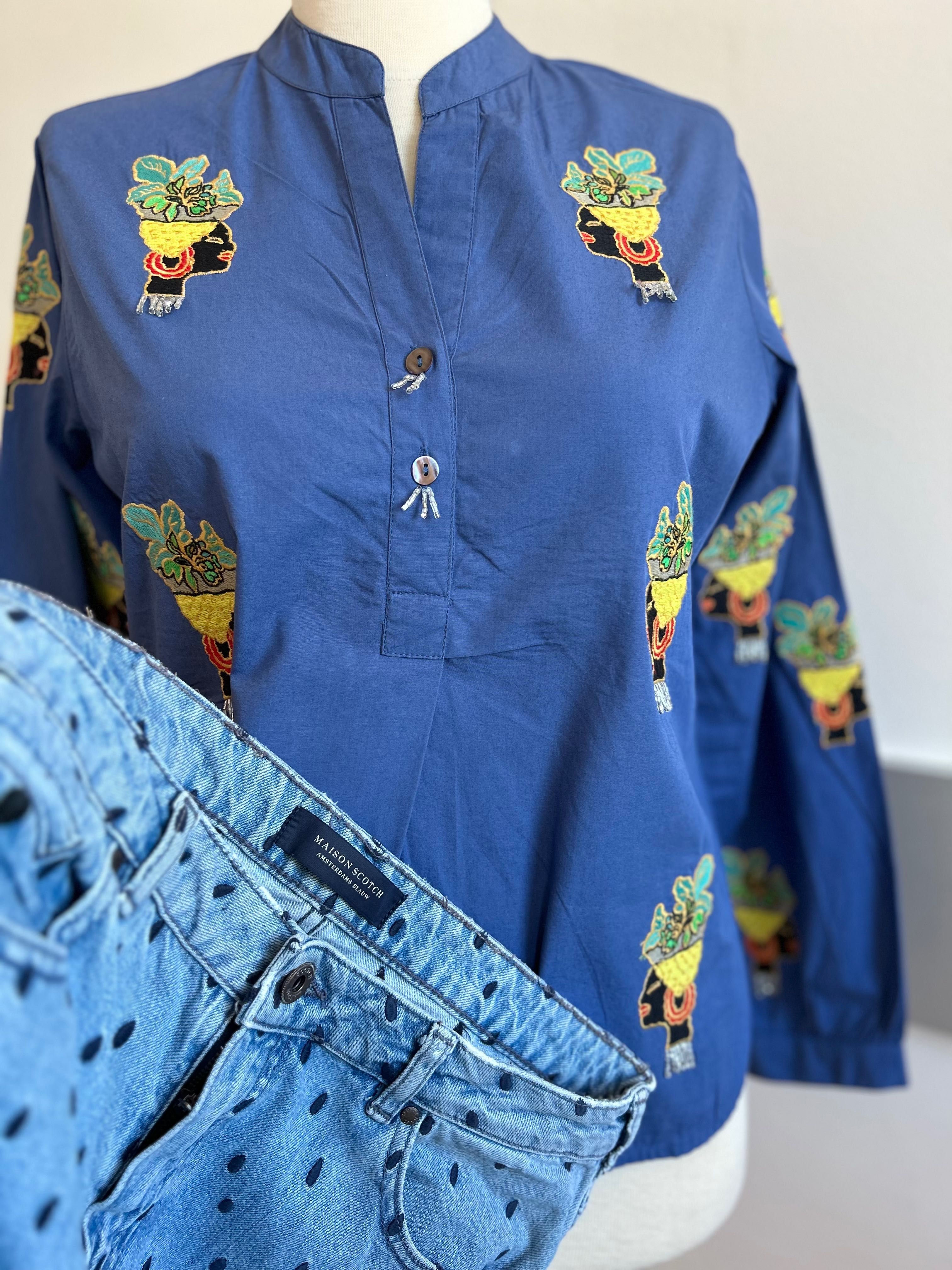 Maison scotch деним и цветна туника