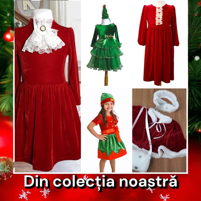 Rochiță roșie catifea fetite ,5,6,7. Made în România