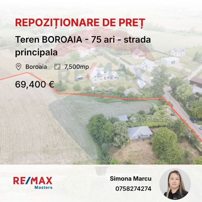 Teren BOROAIA - 75 ari - strada principala